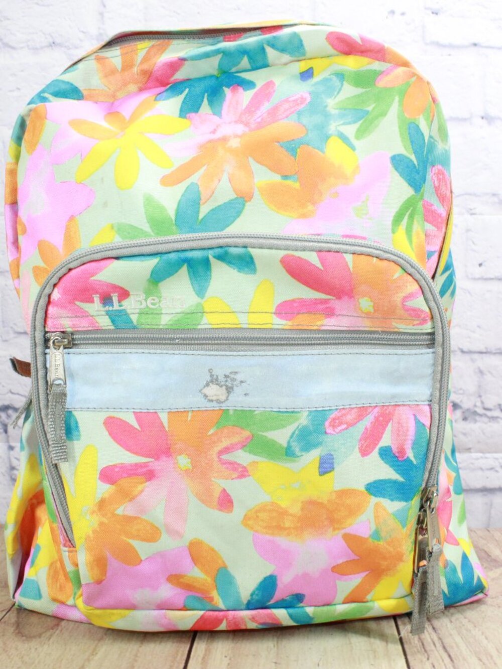 LL Bean Original Book Pack 24L School Backpack Summer Camp Flowers Printed